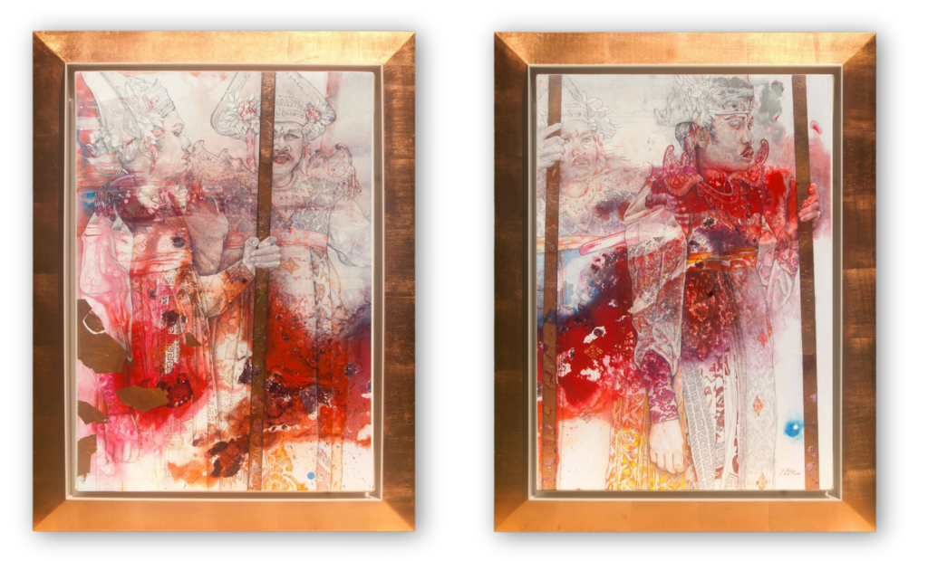 Staged Fighters to Survive, 2021, Paintings by Jean-Philippe Haure. French Artist from Bali